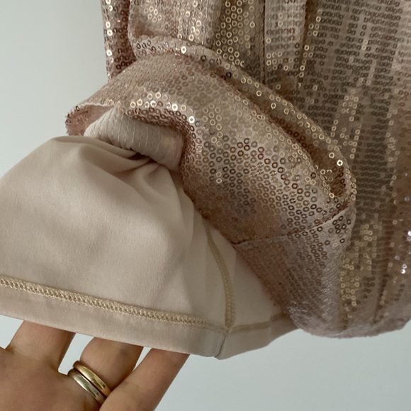 Zara Sequin Spaghetti Strap Low Back Slip Dress Blush Nude S/4 - Picture 7 of 13